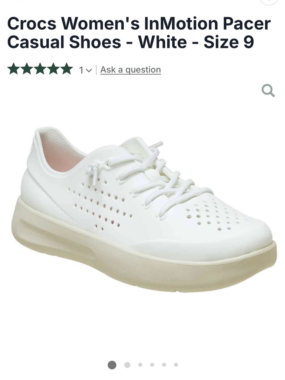 CROCS Women's InMotion Pacer Sneakers in White with Off-White Sole
